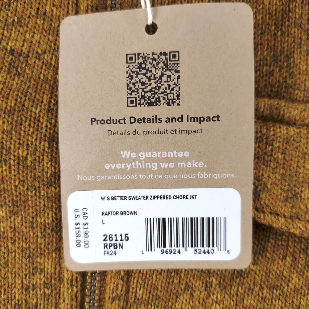 Patagonia Jacket Womens Large Raptor Brown Better Sweater Zippered Chore 26115 - Picture 12 of 16